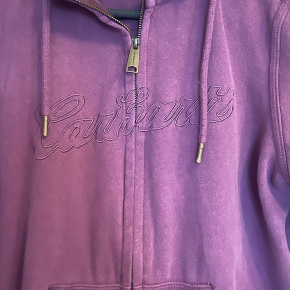 Carhartt purple hooded w drawstring full zip size L(12/14) front pockets - Picture 4 of 5